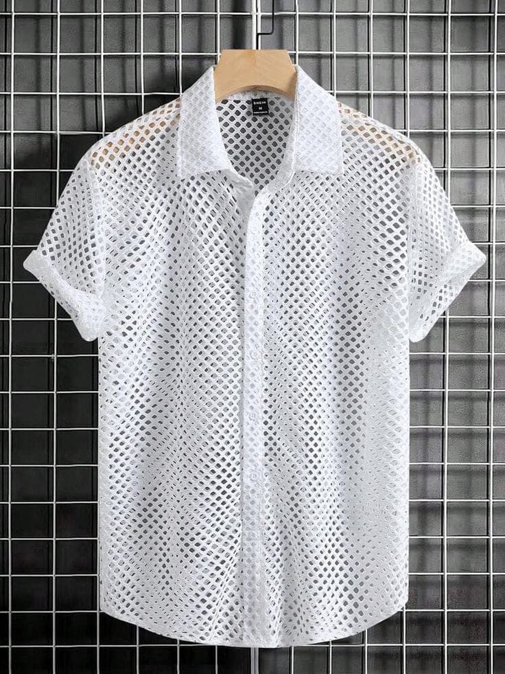 White Eyelet Short Sleeve Shirt