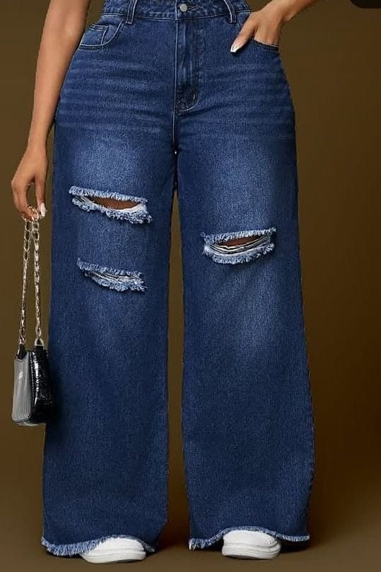 Wide Leg Ripped Jeans